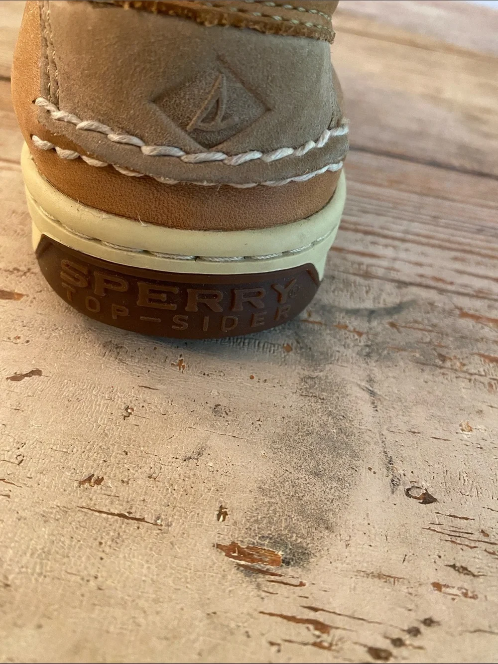 Sperry Brown Leather Boat Shoes with Cream Sole